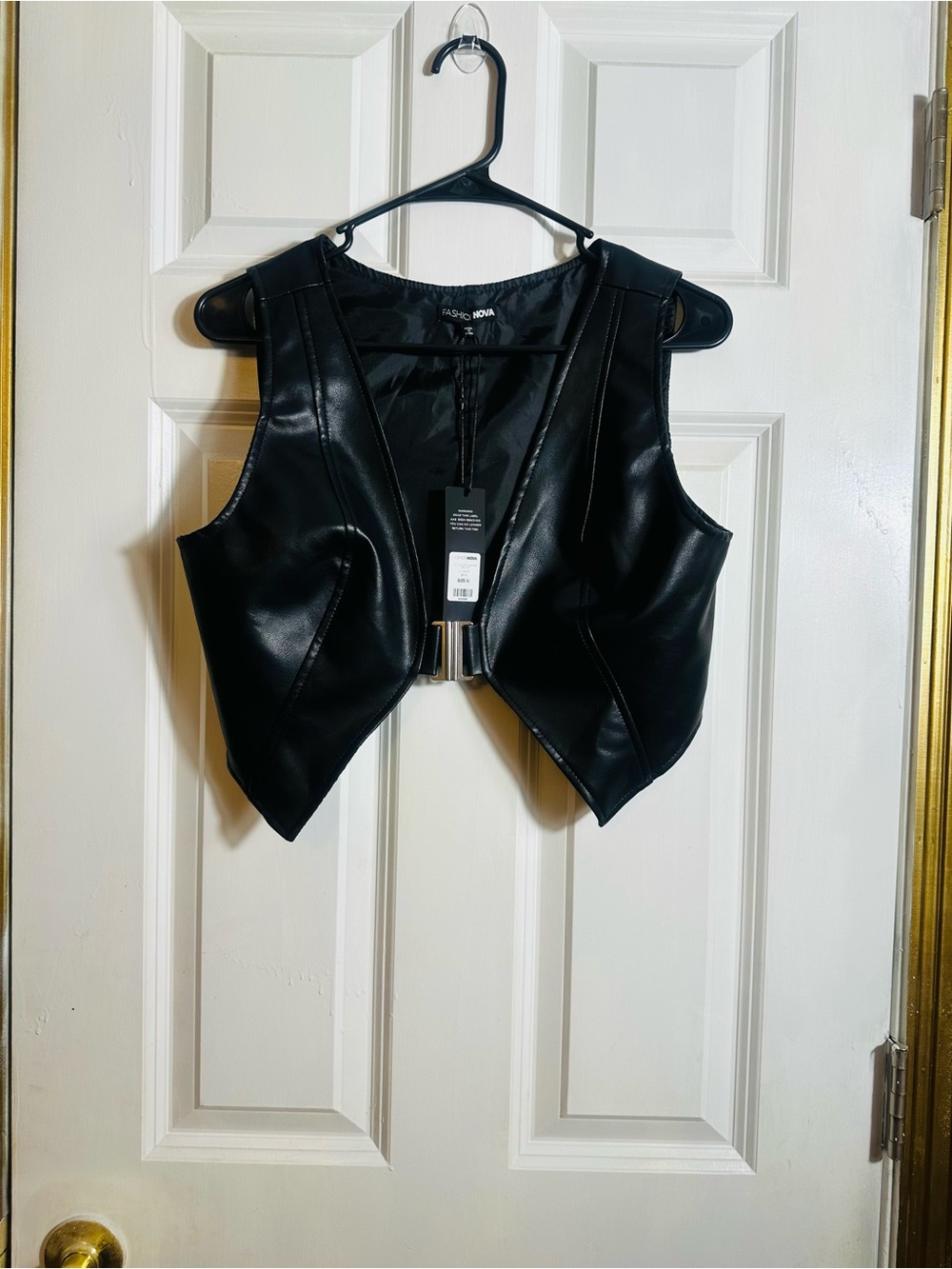 FASHION NOVA Night Out Faux Leather Vest Top
